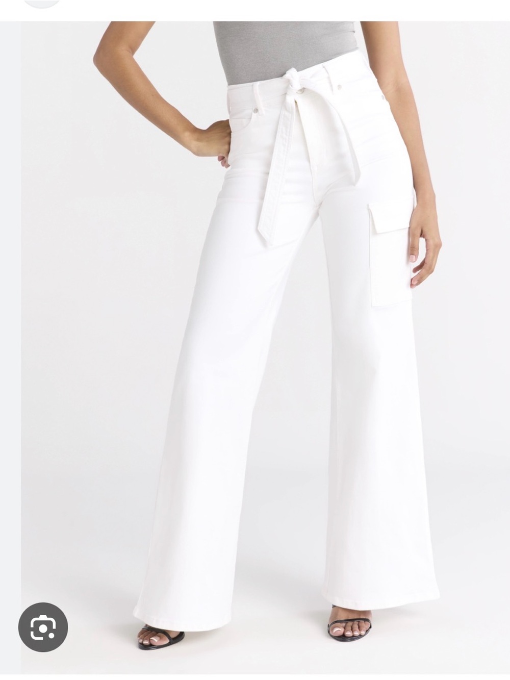 sofia by sofia vergara White Wide-Leg Cargo Jeans with Tie Belt 8